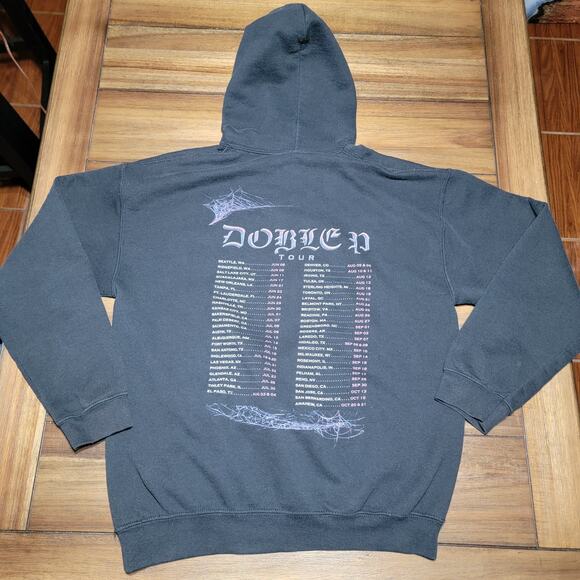 Peso Pluma LS Black Pullover Unisex Hoodie "Double P Tour" - Size Medium - Picture 3 of 7